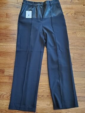 Whiteroom + Cactus Mixed Media Pleated Seam Trousers - Faux Leather Waist